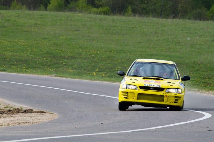 Subaru Impreza being driven hard