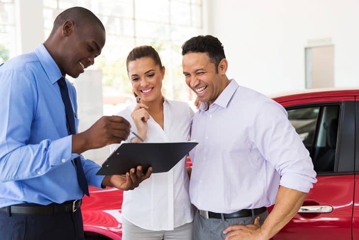 Couple buying car