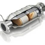 Cross section of catalytic converter with sensor flue gas – 3D illustration