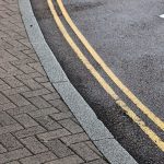 Double yellow line on street